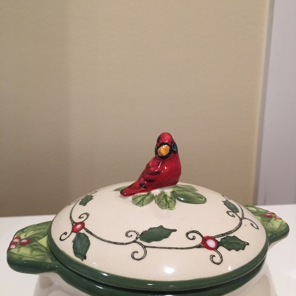 Temp-tations by Tara Cardinal Holly Sandwich Plate Platter & Soup Bowl Dip Set - Picture 4 of 4